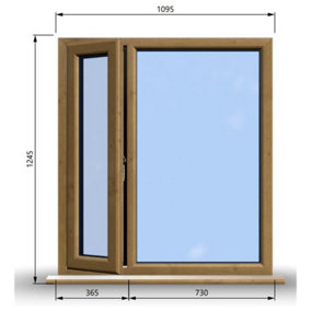 1095mm (W) x 1245mm (H) Wooden Stormproof Window - 1/3 Left Opening Window - Toughened Safety Glass