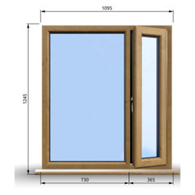 1095mm (W) x 1245mm (H) Wooden Stormproof Window - 1/3 Right Opening Window - Toughened Safety Glass