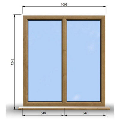 1095mm (W) x 1245mm (H) Wooden Stormproof Window - 2 Non-Opening Windows - Toughened Safety Glass