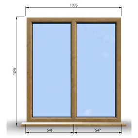 1095mm (W) x 1245mm (H) Wooden Stormproof Window - 2 Non-Opening Windows - Toughened Safety Glass