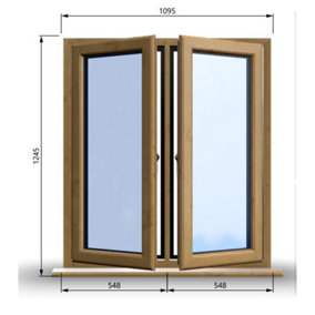 1095mm (W) x 1245mm (H) Wooden Stormproof Window - 2 Opening Windows (Left & Right) - Toughened Safety Glass