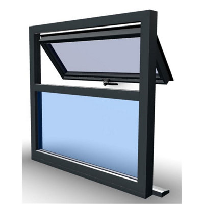 1095mm (W) x 895mm (H) Aluminium Casement Window - 1 Top Opening Window - Anthracite Internal & External - 9