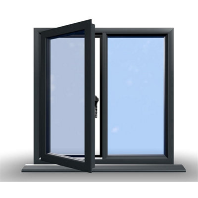 1095mm (W) x 895mm (H) Aluminium Flush Casement - 1 Left Opening Window - Anthracite Internal & External - 6