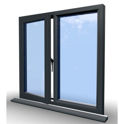 1095mm (W) x 895mm (H) Aluminium Flush Casement - 1 Left Opening Window - Anthracite Internal & External - 8