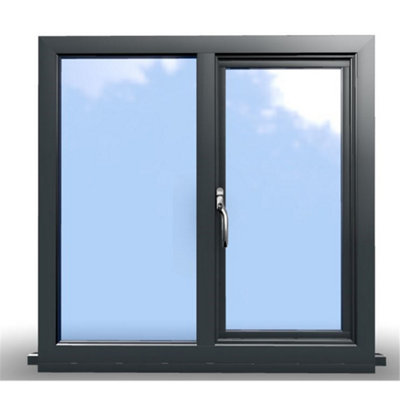 1095mm (W) x 895mm (H) Aluminium Flush Casement - 1 Left Opening Window - Anthracite Internal & External - 9