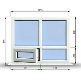 1095mm (W) x 895mm (H) PVCu StormProof Casement Window - 1 Bottom Opening (Left) -  White Internal & External