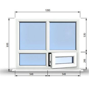 1095mm (W) x 895mm (H) PVCu StormProof Casement Window - 1 Bottom Opening (Right)  - White Internal & External
