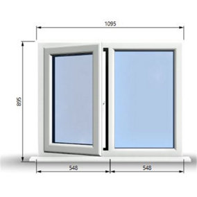 1095mm (W) x 895mm (H) PVCu StormProof Casement Window - 1 LEFT Opening Window -  Toughened Safety Glass - White