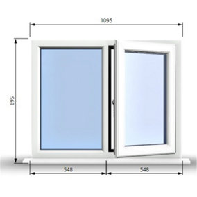 1095mm (W) x 895mm (H) PVCu StormProof Casement Window - 1 RIGHT Opening Window -  Toughened Safety Glass - White