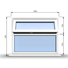 1095mm (W) x 895mm (H) PVCu StormProof Casement Window - 1 Top Opening Window - 70mm Cill - Chrome Handles -  White