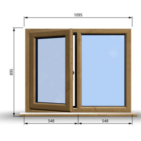 1095mm (W) x 895mm (H) Wooden Stormproof Window - 1/2 Left Opening Window - Toughened Safety Glass