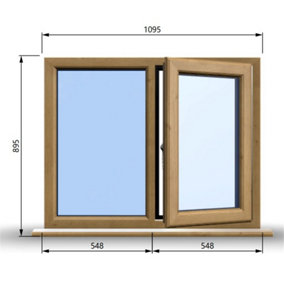 1095mm (W) x 895mm (H) Wooden Stormproof Window - 1/2 Right Opening Window - Toughened Safety Glass