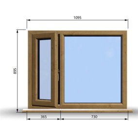 1095mm (W) x 895mm (H) Wooden Stormproof Window - 1/3 Left Opening Window - Toughened Safety Glass