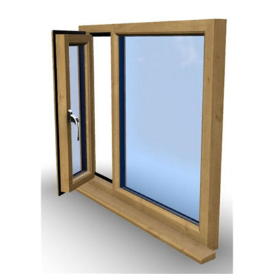 1095mm (W) x 895mm (H) Wooden Stormproof Window - 1/3 Left Opening Window - Toughened Safety Glass - 5