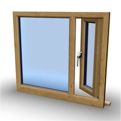 1095mm (W) x 895mm (H) Wooden Stormproof Window - 1/3 Left Opening Window - Toughened Safety Glass - 8