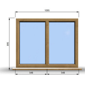 1095mm (W) x 895mm (H) Wooden Stormproof Window - 2 Non-Opening Windows - Toughened Safety Glass