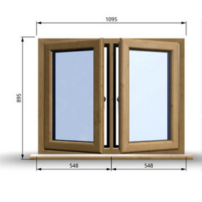 1095mm (W) x 895mm (H) Wooden Stormproof Window - 2 Opening Windows (Left & Right) - Toughened Safety Glass