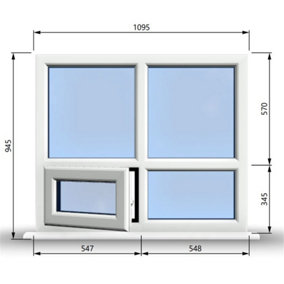 1095mm (W) x 945mm (H) PVCu StormProof Casement Window - 1 Bottom Opening (Left) -  White Internal & External
