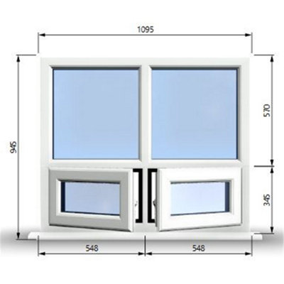 1095mm (W) x 945mm (H) PVCu StormProof Casement Window - 2 Bottom ...