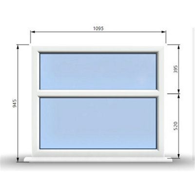 1095mm (W) x 945mm (H) PVCu StormProof Casement Window - 2 Horizontal ...