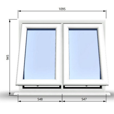 1095mm (W) x 945mm (H) PVCu StormProof Casement Window - 2 Vertical ...