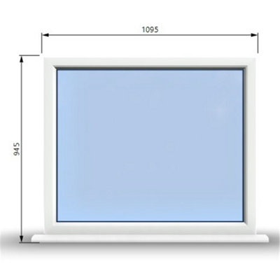 1095mm (W) x 945mm (H) PVCu StormProof Window - 1 Non Opening Window - Toughened Safety Glass - White