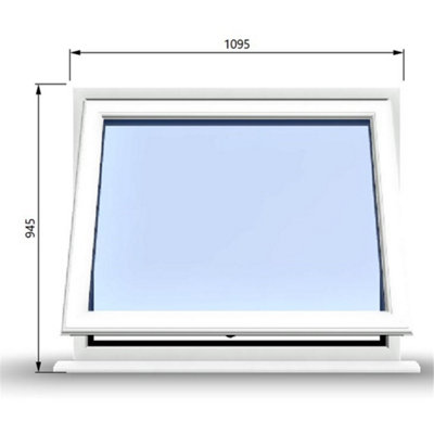 1095mm (W) x 945mm (H) PVCu StormProof Window - 1 Opening Window- 70mm Cill - Chrome Handles - Toughened Safety Glass - White