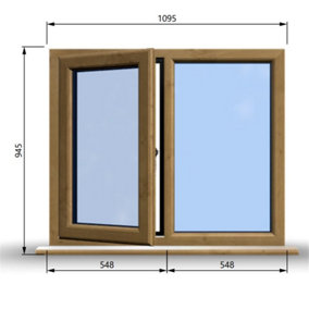 1095mm (W) x 945mm (H) Wooden Stormproof Window - 1/2 Left Opening Window - Toughened Safety Glass