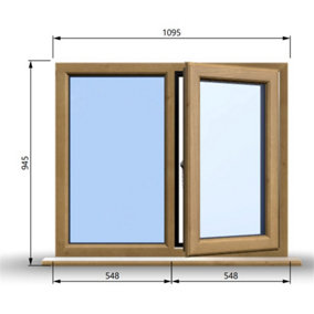 1095mm (W) x 945mm (H) Wooden Stormproof Window - 1/2 Right Opening Window - Toughened Safety Glass