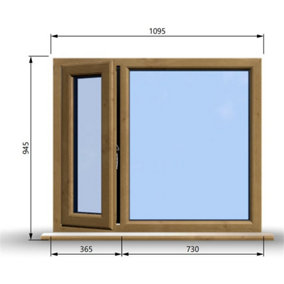 1095mm (W) x 945mm (H) Wooden Stormproof Window - 1/3 Left Opening Window - Toughened Safety Glass