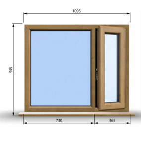 1095mm (W) x 945mm (H) Wooden Stormproof Window - 1/3 Right Opening Window - Toughened Safety Glass