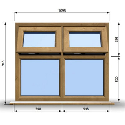 1095mm (W) x 945mm (H) Wooden Stormproof Window - 2 Top Opening Windows ...