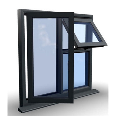 1095mm (W) x 995mm (H) Aluminium Flush Casement Window - 1 Opening Window (LEFT) - Top Opening Window (RIGHT) - Anthracite - 6