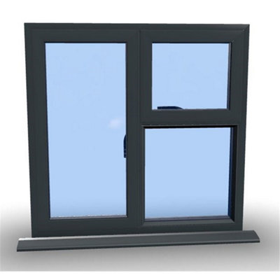 1095mm (W) x 995mm (H) Aluminium Flush Casement Window - 1 Opening Window (LEFT) - Top Opening Window (RIGHT) - Anthracite - 7