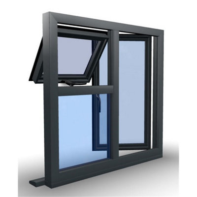 1095mm (W) x 995mm (H) Aluminium Flush Casement Window - 1 Opening Window (LEFT) - Top Opening Window (RIGHT) - Anthracite - 8