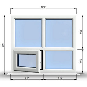 1095mm (W) x 995mm (H) PVCu StormProof Casement Window - 1 Bottom Opening (Left) -  White Internal & External