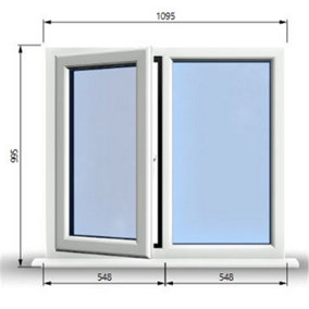 1095mm (W) x 995mm (H) PVCu StormProof Casement Window - 1 LEFT Opening Window -  Toughened Safety Glass - White