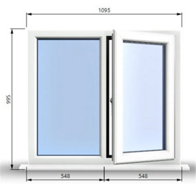 1095mm (W) x 995mm (H) PVCu StormProof Casement Window - 1 RIGHT Opening Window -  Toughened Safety Glass - White