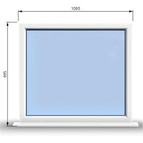 1095mm (W) x 995mm (H) PVCu StormProof Window - 1 Non Opening Window - Toughened Safety Glass - White