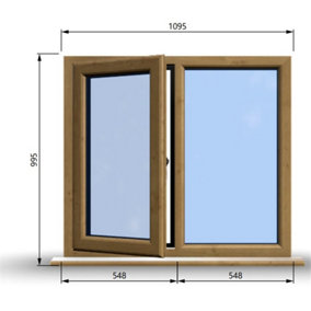 1095mm (W) x 995mm (H) Wooden Stormproof Window - 1/2 Left Opening Window - Toughened Safety Glass