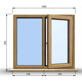 1095mm (W) x 995mm (H) Wooden Stormproof Window - 1/2 Right Opening Window - Toughened Safety Glass