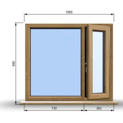 1095mm (W) x 995mm (H) Wooden Stormproof Window - 1/3 Right Opening ...