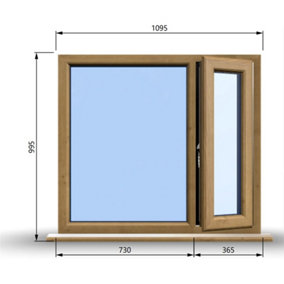 1095mm (W) x 995mm (H) Wooden Stormproof Window - 1/3 Right Opening Window - Toughened Safety Glass