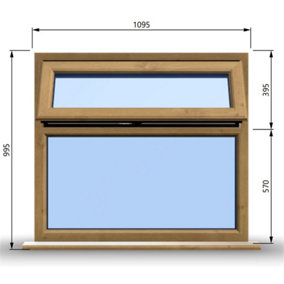 1095mm (W) x 995mm (H) Wooden Stormproof Window - 1 Top Opening Window -Toughened Safety Glass