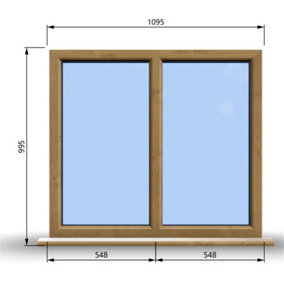 1095mm (W) x 995mm (H) Wooden Stormproof Window - 2 Non-Opening Windows - Toughened Safety Glass