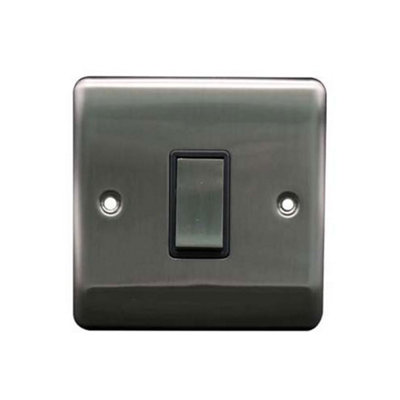 10A Retractive Switch Brushed Chrome, Grey insert, 10