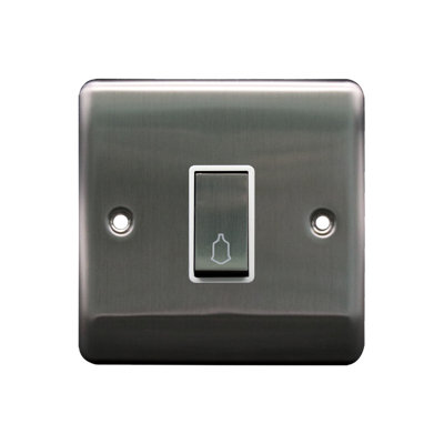 10A Retractive Switch Brushed Chrome, White insert, 10