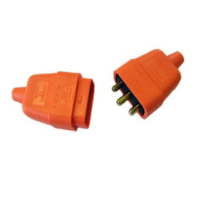 10amp 3Pin Orange Flex High Impact Cable Connector Flymo Lawnmower Hedge Trimmer