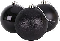 10cm/3Pcs Christmas Baubles Shatterproof Black,Tree Decorations