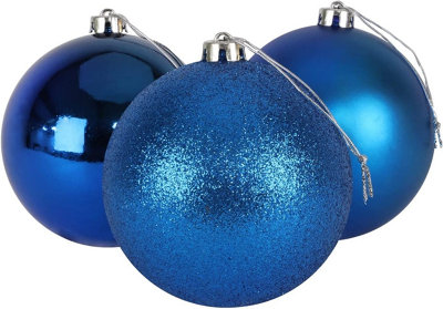 10cm/3Pcs Christmas Baubles Shatterproof Blue,Tree Decorations Price Comparisons | Compare The Build